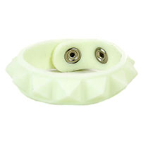 1 Row Pyramid Bracelet by Funk Plus- White Rubber (Glow In The Dark)