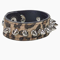 1/2" Spike Cheetah Bracelet by Funk Plus- Brown