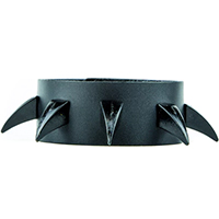 Claw Spikes (Black) on a Black Leather Snap Bracelet by Funk Plus