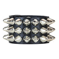 3 Rows Of British Cones On A Black Leather Bracelet by Funk Plus