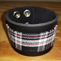 Black Leather & Plaid Bracelet by Funk Plus- Black Plaid
