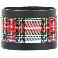 Black Leather & Plaid Bracelet by Funk Plus- White Plaid