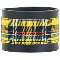 Black Leather & Plaid Bracelet by Funk Plus- Yellow Plaid