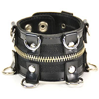 Zipper Bracelet With Riveted D-Ring by Funk Plus- Black