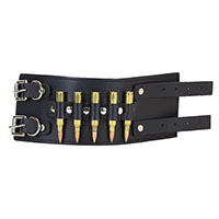 2 Strap Black Leather Bullet Bracelet by Funk Plus- Brass