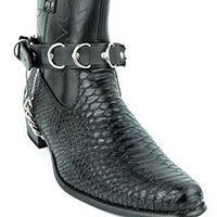 D-Rings Black Leather Bootstrap by Funk Plus