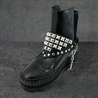 Pyramids on a Triangular Black Leather Bootstrap by Funk Plus