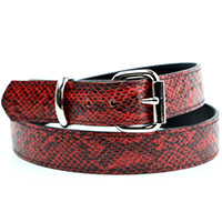 1 1/4" Red Snakeskin Leather belt by Funk Plus