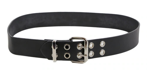 1 3/4" Plain Black Leather Double Prong belt by Funk Plus