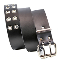 1 3/4" Plain Black Leather Double Prong belt by Funk Plus