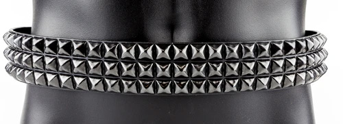 3 Rows Of Black Pyramids on a BLACK LEATHER belt by Funk Plus