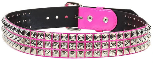 3 Rows Of Pyramids on a HOT PINK PATENT belt by Funk Plus (Vegan)