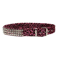 3 Rows Of Pyramids on a PINK LEOPARD belt by Funk Plus