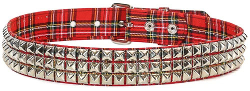 3 Rows Of Pyramids on a RED PLAID belt by Funk Plus