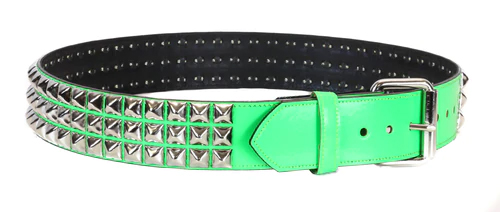 3 Rows Of Pyramids on a Green Patent belt by Funk Plus (Vegan)