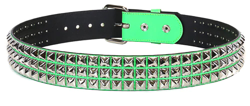 3 Rows Of Pyramids on a Green Patent belt by Funk Plus (Vegan)