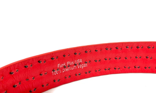 3 Rows Of Black Pyramids on a Red Patent belt by Funk Plus (Vegan)