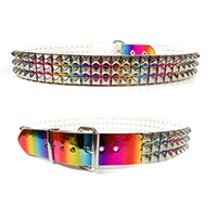 3 Rows Of Pyramids on a Rainbow Hologram belt by Funk Plus
