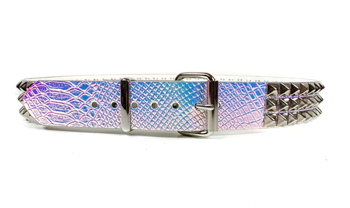 3 Rows Of Pyramids on a Snakeskin Hologram belt by Funk Plus