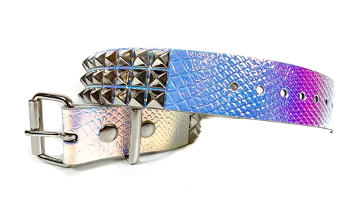 3 Rows Of Pyramids on a Snakeskin Hologram belt by Funk Plus