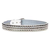 3 Rows Of Pyramids on a WHITE LEATHER belt by Funk Plus