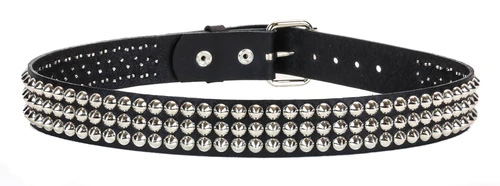 3 Rows Of Small Cones on a BLACK LEATHER belt by Funk Plus