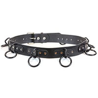 Bondage Belt (Black Leather) With Black Rings by Funk Plus