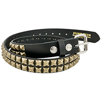 2 Rows Of ANTIQUE BRASS Pyramids on a BLACK LEATHER belt by Funk Plus