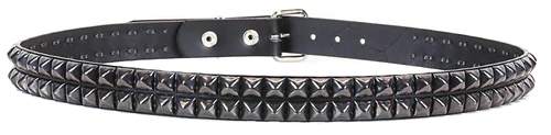 2 Rows Of BLACK Pyramids on a BLACK LEATHER belt by Funk Plus
