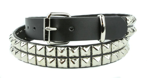 2 Rows Of Pyramids on a BLACK VEGAN LEATHER belt by Funk Plus