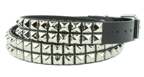 2 Rows Of Pyramids on a BLACK LEATHER belt by Funk Plus