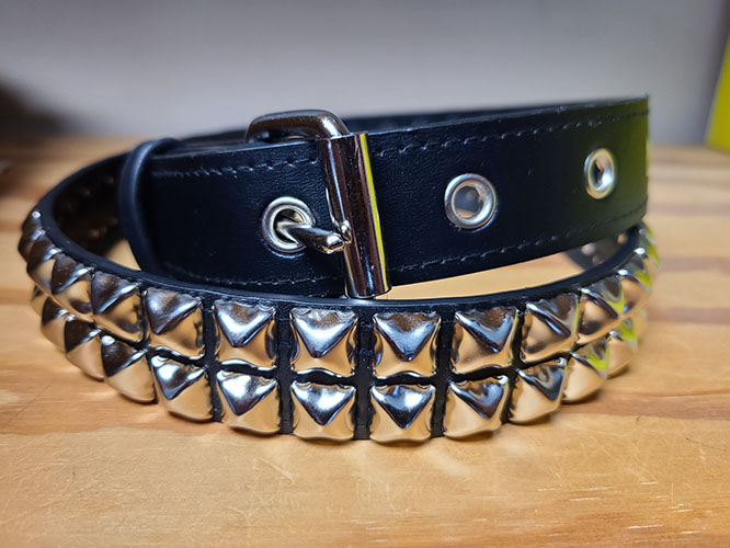 2 Rows Of Pyramids on a Black Matte Vegan belt by Funk Plus (Non-Leather)