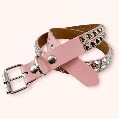 2 Rows Of Pyramids on a Pink Matte Vegan belt by Funk Plus (Non-Leather)