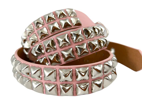 2 Rows Of Pyramids on a Pink Matte Vegan belt by Funk Plus (Non-Leather)