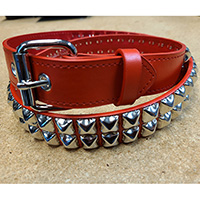 2 Rows Of Pyramids on a Red Matte Vegan belt by Funk Plus (Non-Leather)