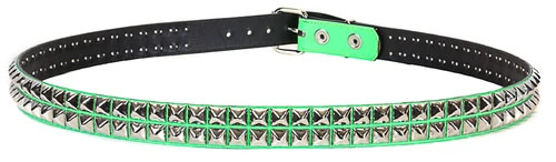 2 Rows Of Pyramids on a GREEN PATENT belt by Funk Plus (Vegan)