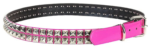 2 Rows Of Pyramids on a HOT PINK PATENT belt by Funk Plus (Vegan)