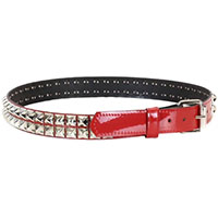 2 Rows Of Pyramids on a RED PATENT belt by Funk Plus (Vegan)