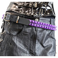 2 Rows Of PURPLE Pyramids on a BLACK LEATHER belt by Funk Plus