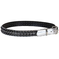 2 Rows Of BLACK Pyramids on a SILVER PATENT belt by Funk Plus