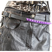 1 Rows Of Purple Pyramids on a BLACK LEATHER belt by Funk Plus