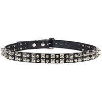 2 Rows Of Pyramids & Spikes on a BLACK LEATHER belt by Funk Plus