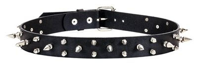 Spiked BLACK LEATHER belt (1/2" and 1" Spikes) by Funk Plus