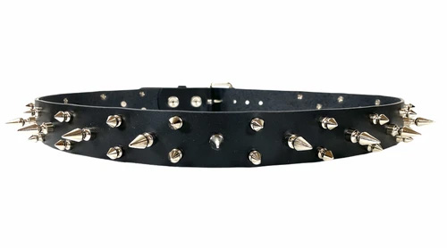 Spiked BLACK LEATHER belt (1/2" and 1" Spikes) by Funk Plus
