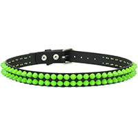 2 Rows Of NEON GREEN UK77 Cones on a BLACK LEATHER belt by Funk Plus