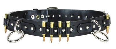 Bondage Belt (Black Leather) With .223 Brass Bullets by Funk Plus