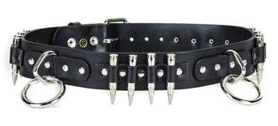 Bondage Belt (Black Leather) With .223 Nickel Bullets by Funk Plus
