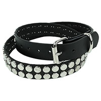 2 Rows Of Flat Round Studs on a BLACK LEATHER belt by Funk Plus