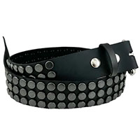 3 Rows Of Flat Round Black Studs on a BLACK LEATHER belt by Funk Plus