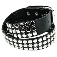 3 Rows Of Flat Round Studs on a BLACK LEATHER belt by Funk Plus